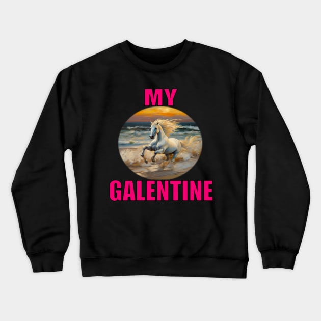 My galentine white horse in the surf Crewneck Sweatshirt by sailorsam1805